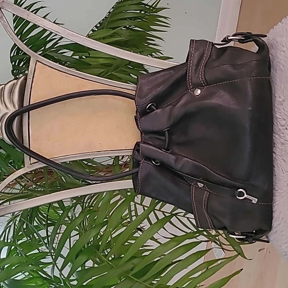 Fossil Leather Drawstring Bag ❤️